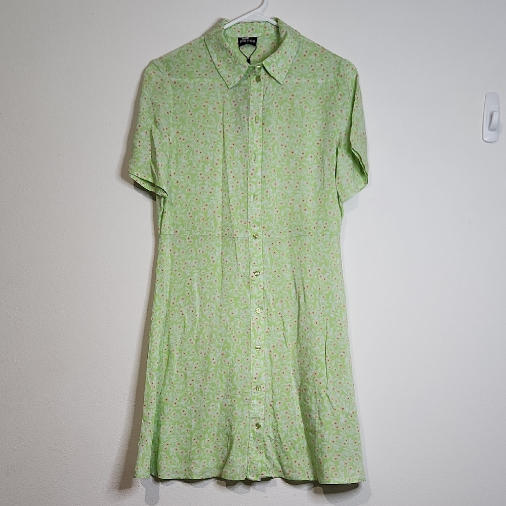 Pieces Lime Floral Dress